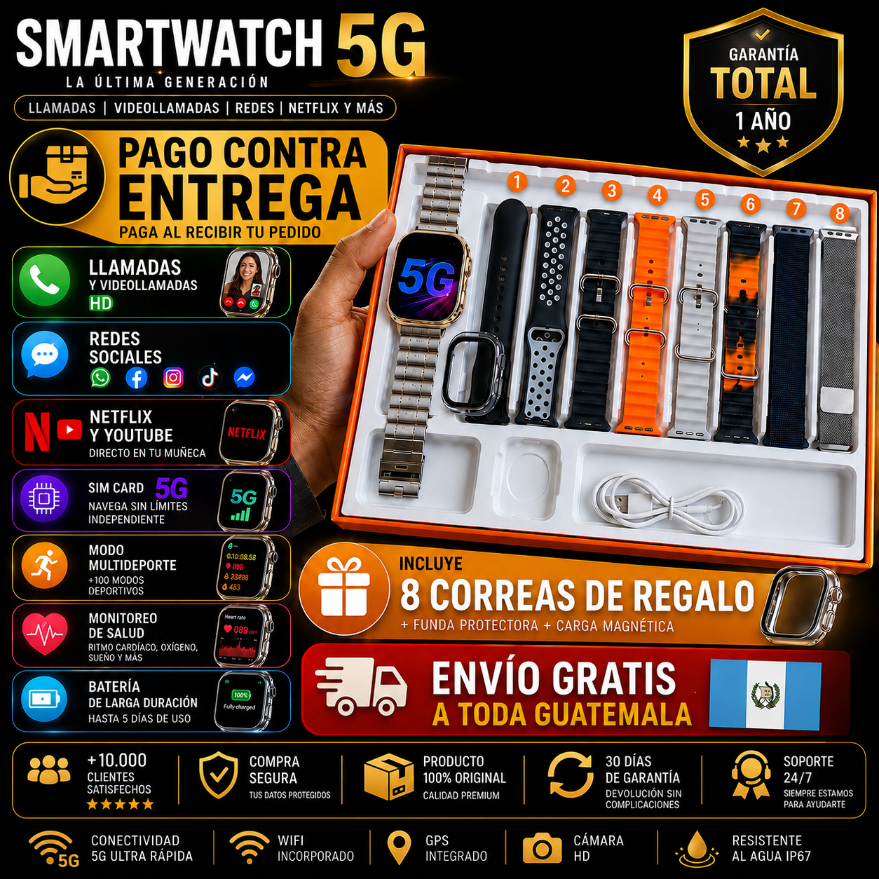 Reloj Inteligente 2026 (PULSERAS DE REGALO)